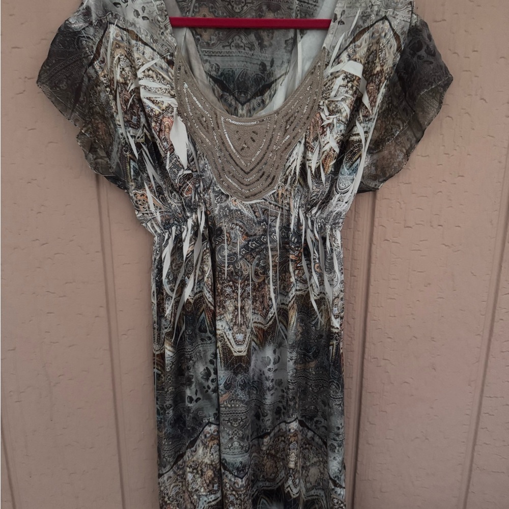 EUC Live and Let Live juniors Y2K silky print dress Size Medium